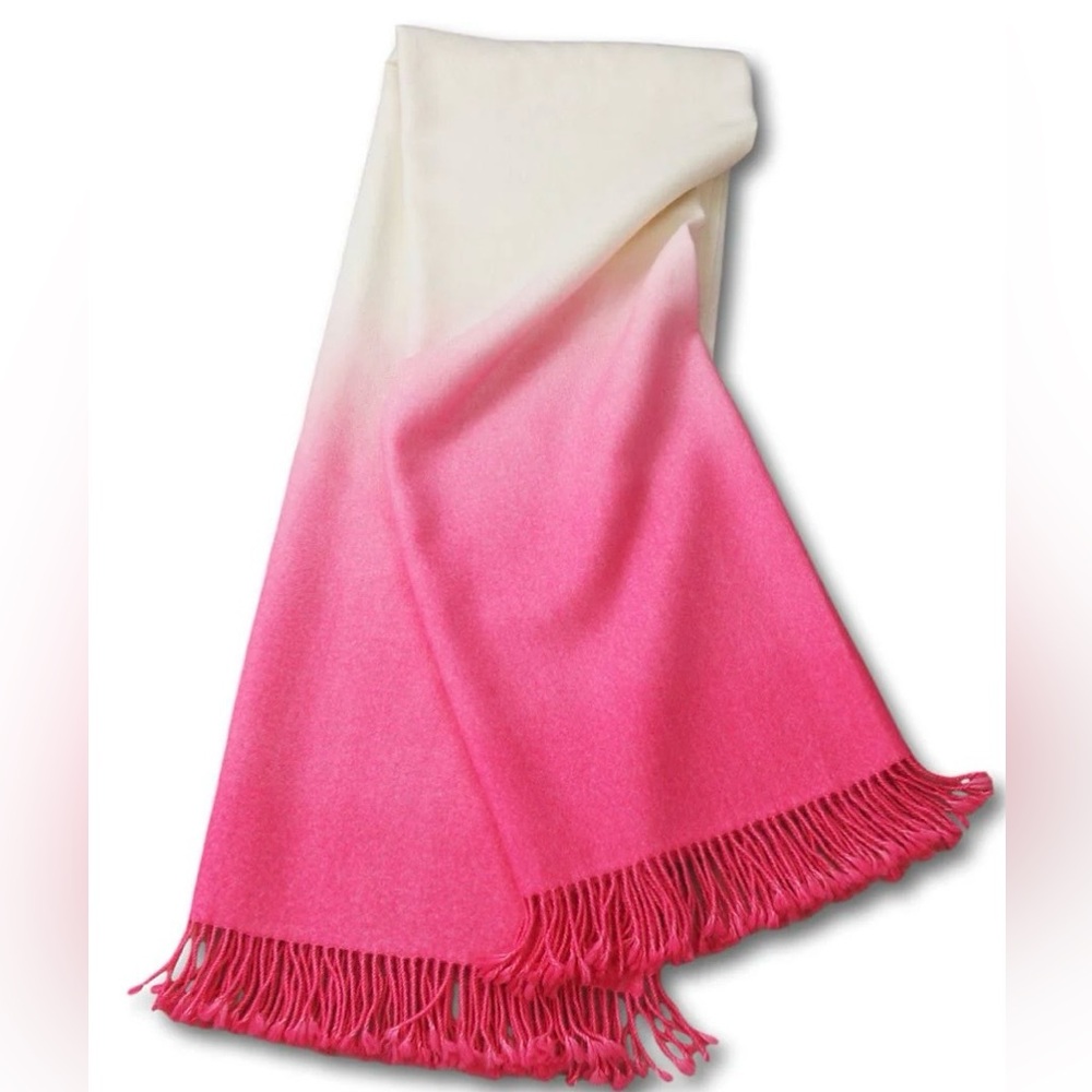 Johanna Howard Home Dip Dyed 100% Alpaca Throw Blanket Ombré Pink & Cream